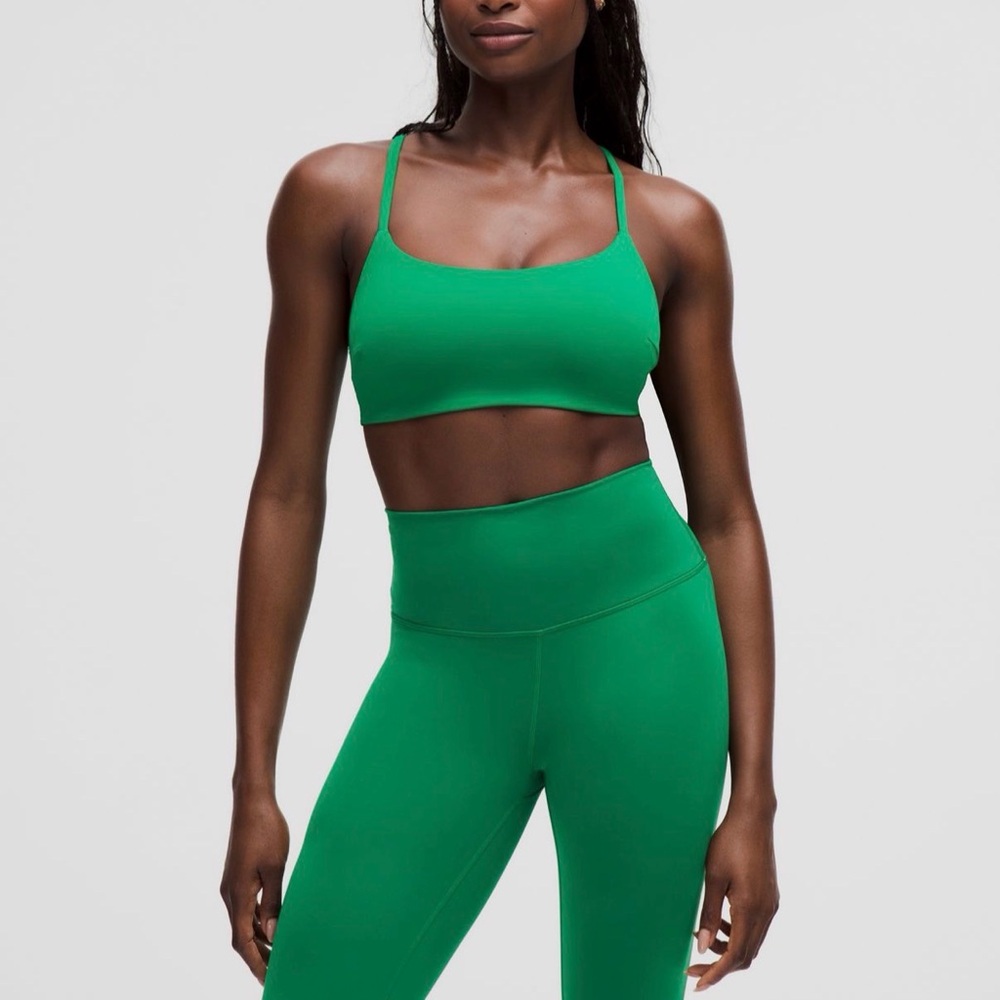 Lululemon Raceway Green Set Align High-Rise Shorts 5”+Wunder Train Bra(Size 4/6)
